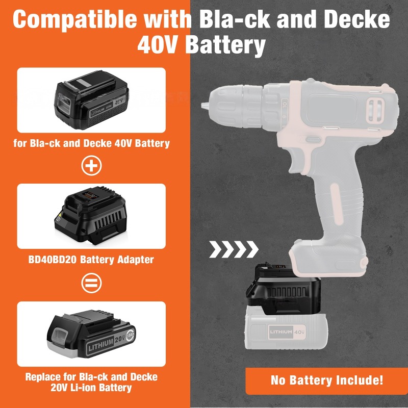 Black+Decker Tool Cordless - Adattatore batteria per utensili HAKSINKY BD40BD20