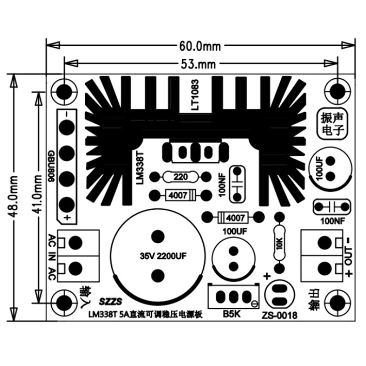 Diy Electronics Filament - Scheda di Alimentazione Lineare Regolabile A41T