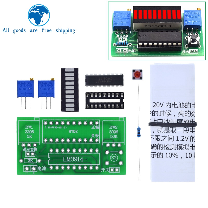 Diy Electronics Test Equipment - LM3914 10 Segmenti 3.7V Al Litio